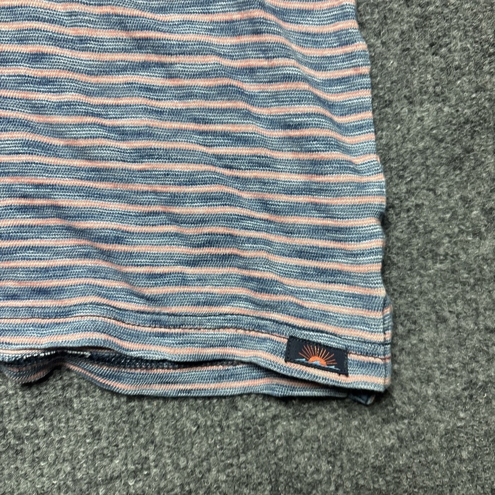 Faherty Polo Shirt Mens Medium Pink Blue Striped Short Sleeve Cotton - Picture 4 of 7
